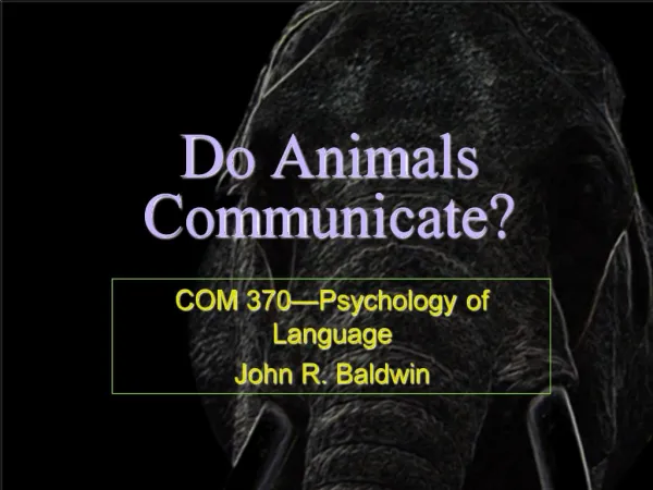 Do Animals Communicate