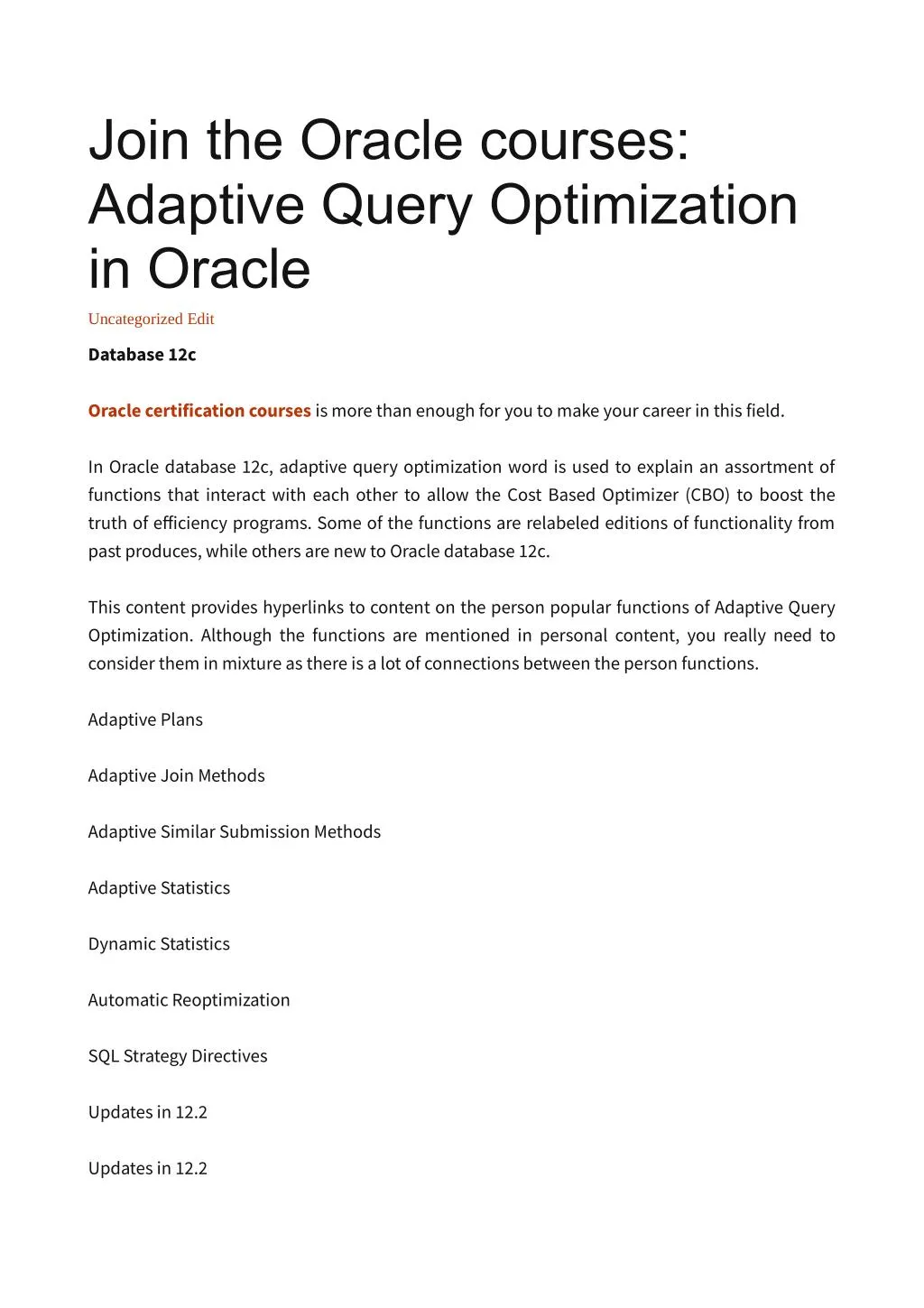 join the oracle courses adaptive query