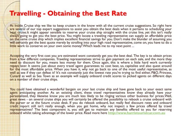 Travelling - Obtaining the Best Rate