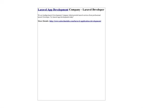 Laravel App Development Company - Laravel Developer