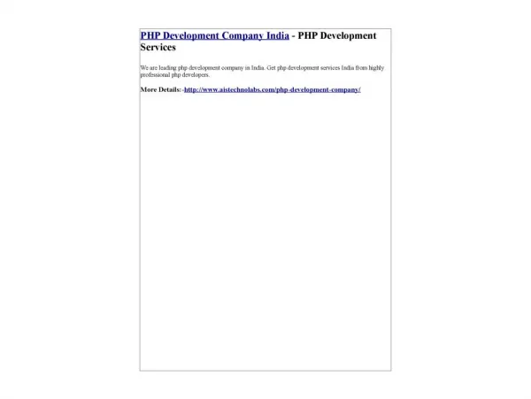 PHP Development Company India - PHP Development Services