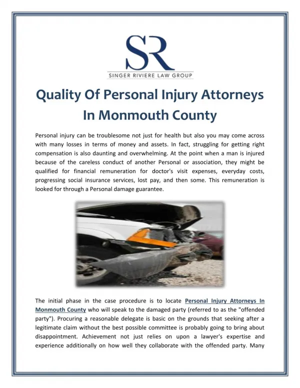 Quality Of Personal Injury Attorneys In Monmouth County