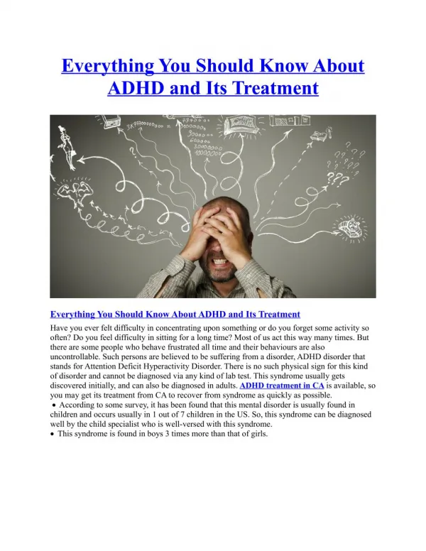 Everything You Should Know About ADHD and Its Treatment