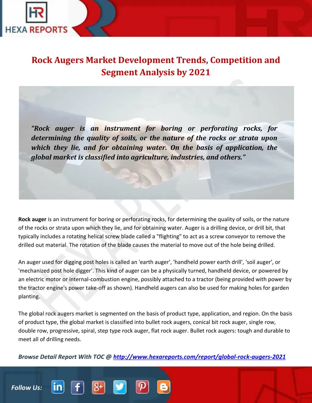 rock augers market development trends competition
