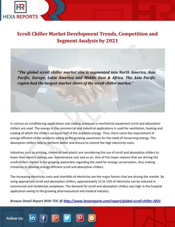 Scroll Chiller Market Development Trends, Competition and Segment Analysis by 2021