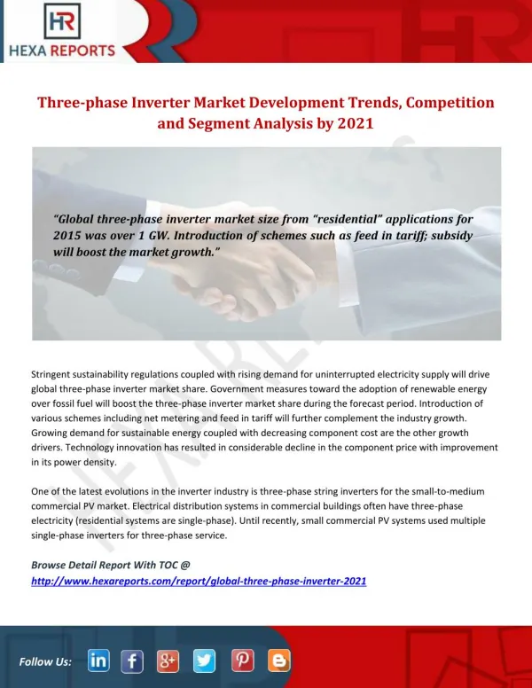 Three-phase Inverter Market Development Trends, Competition and Segment Analysis by 2021