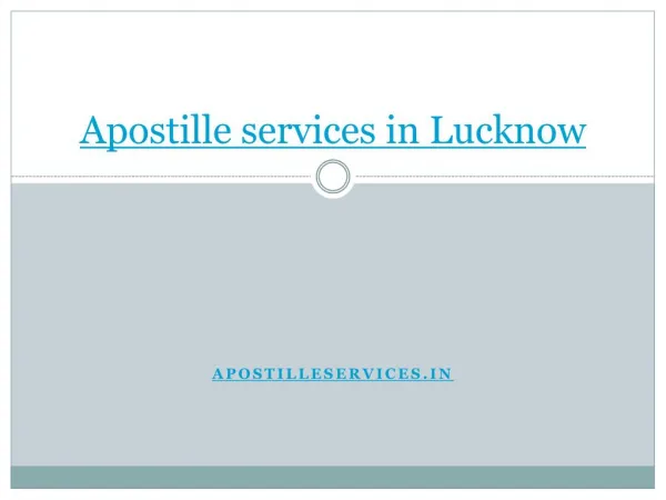 Apostille Service in Lucknow