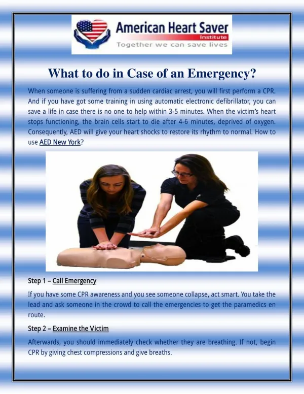 What to do in Case of an Emergency?