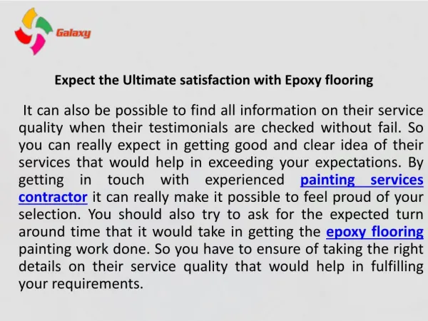 Expect the ultimate satisfaction with epoxy flooring