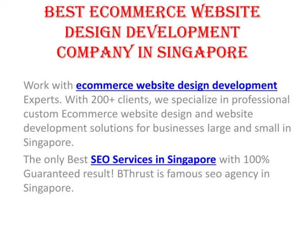 Find out best ecommerce Portal company in singapore