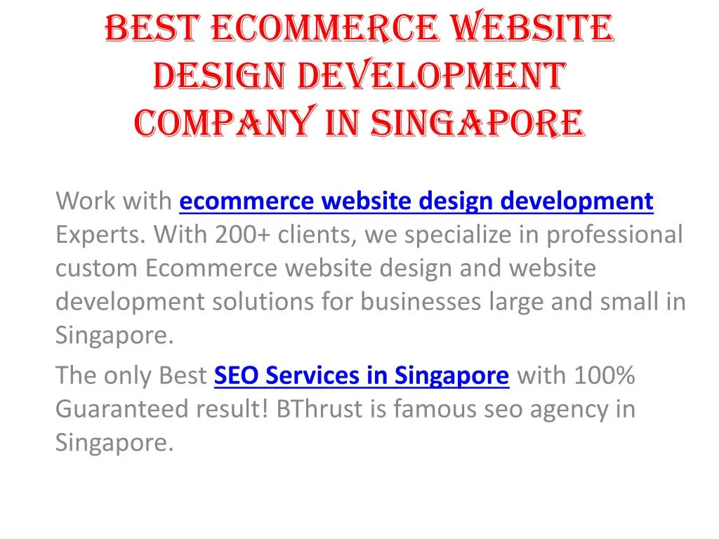best ecommerce website design development company in singapore