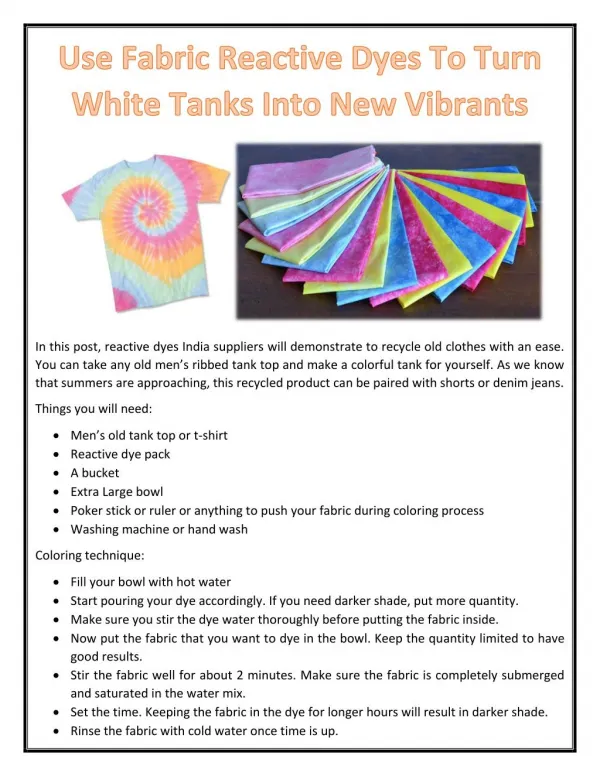 Use Fabric Reactive Dyes To Turn White Tanks Into New Vibrants