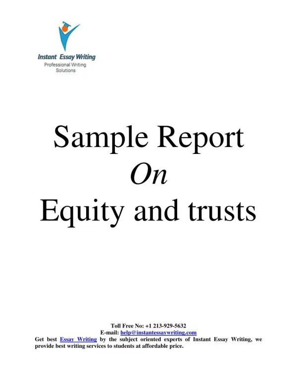 Sample Report on Equity and Trusts By Instant Essay Writing