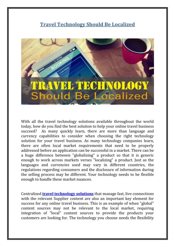 Travel Technology Should Be Localized
