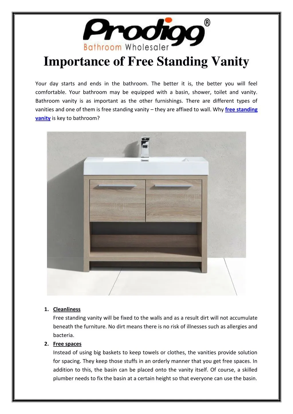 importance of free standing vanity