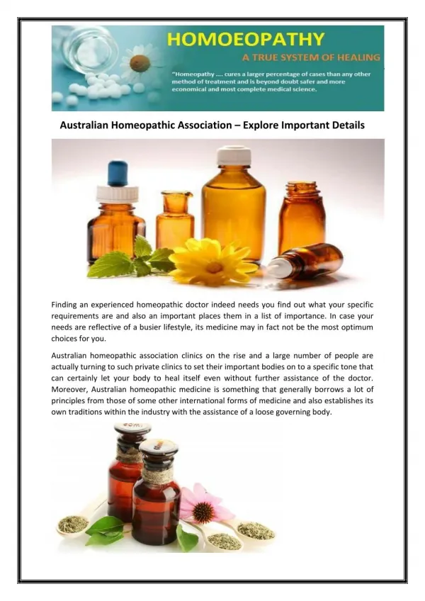 Australian Homeopathic Association – Explore Important Details