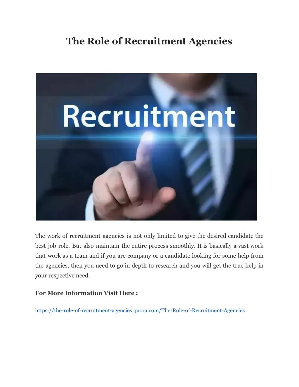 the role of recruitment agencies