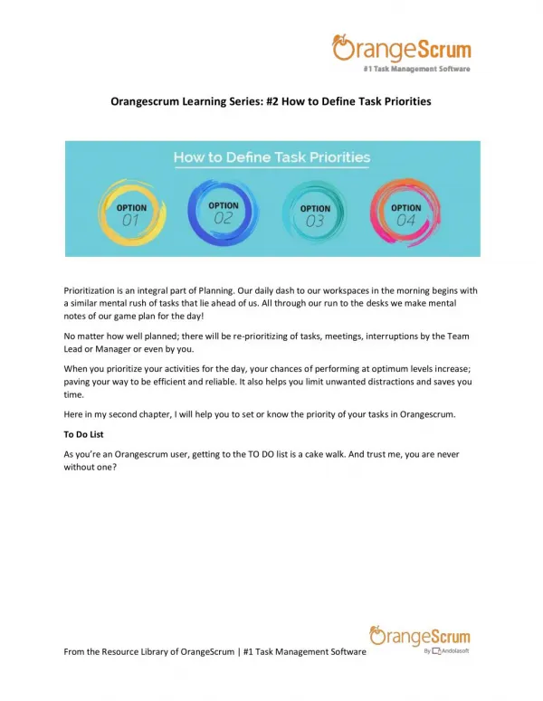Orangescrum Learning Series: #2 How to Define Task Priorities