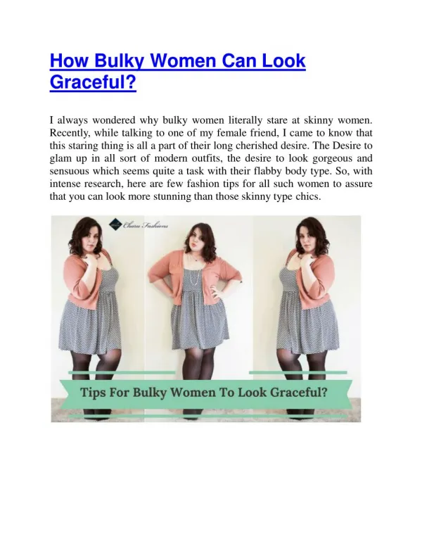 How Bulky Women Can Look Graceful?