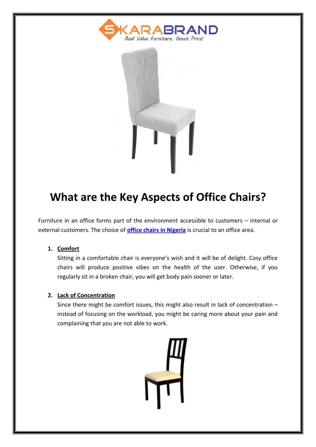 what are the key aspects of office chairs