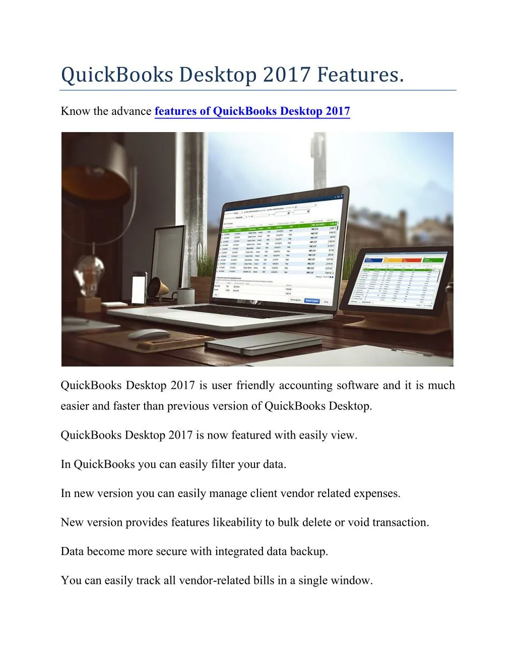 quickbooks desktop 2017 features