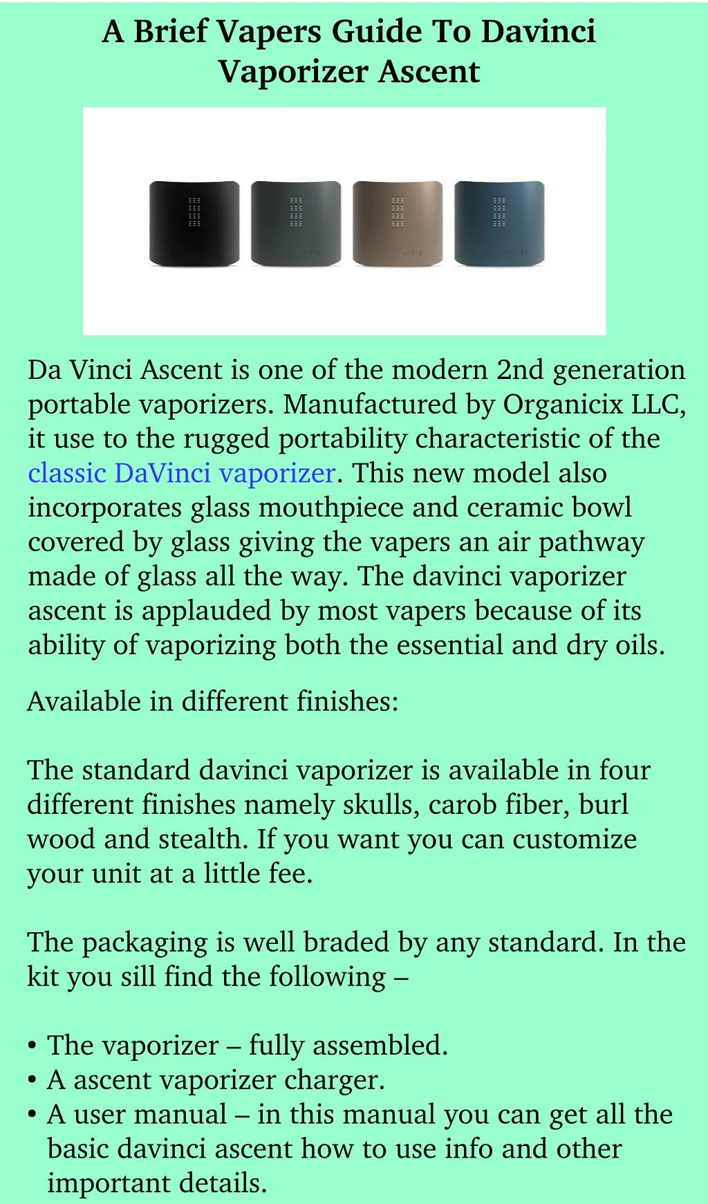 a brief vapers guide to davinci vaporizer ascent