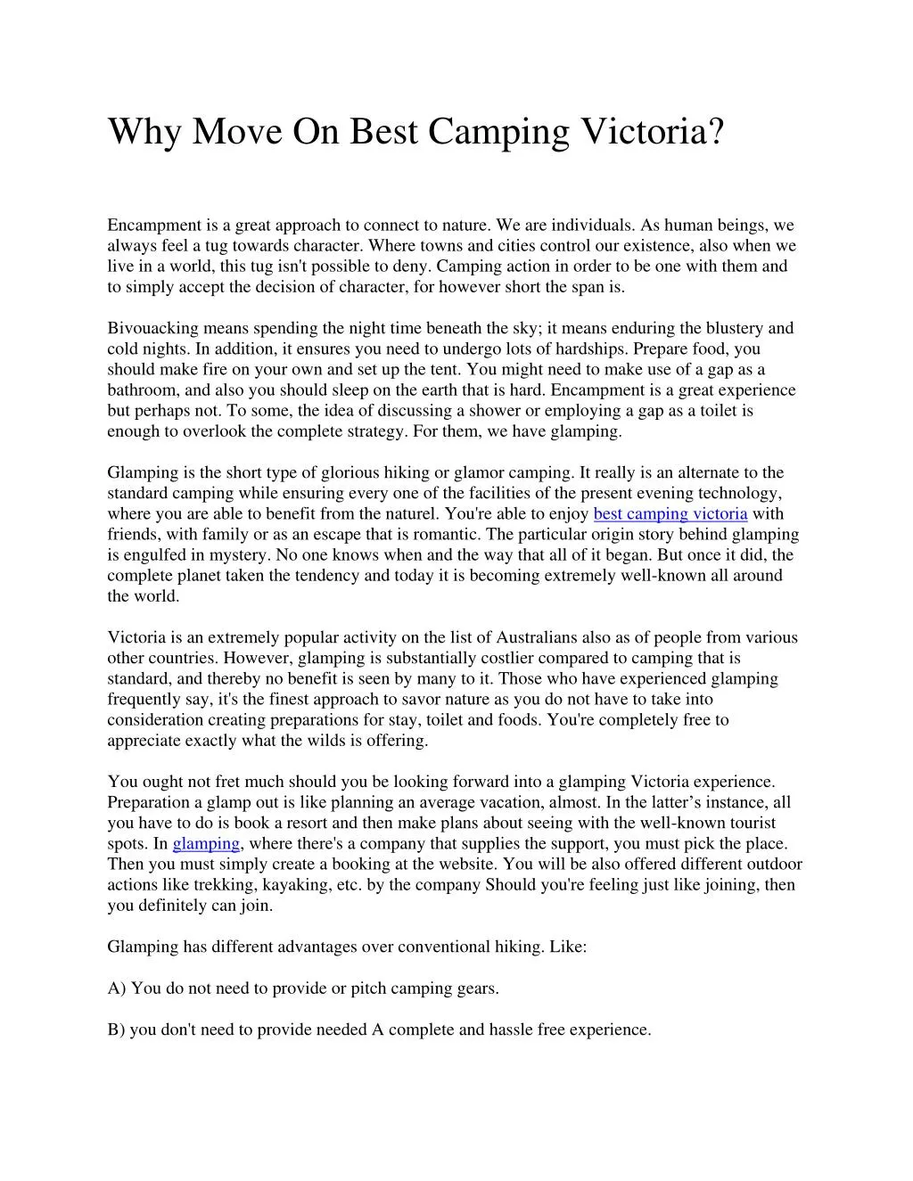 why move on best camping victoria