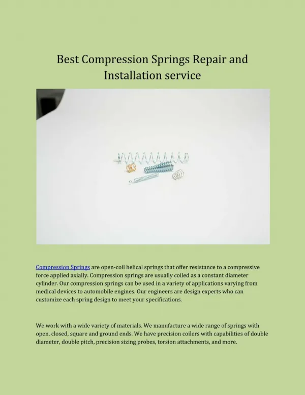 Best Compression Springs Repair and Installation services