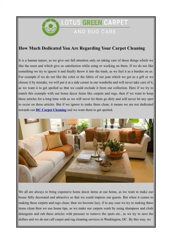How Much Dedicated You Are Regarding Your Carpet Cleaning