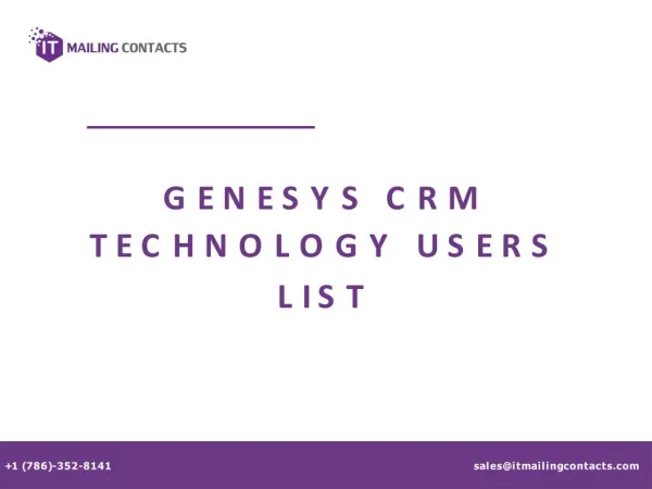 Genesys CRM Technology Users List