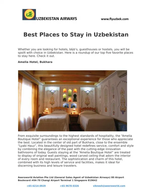 Best Places to Stay in Uzbekistan