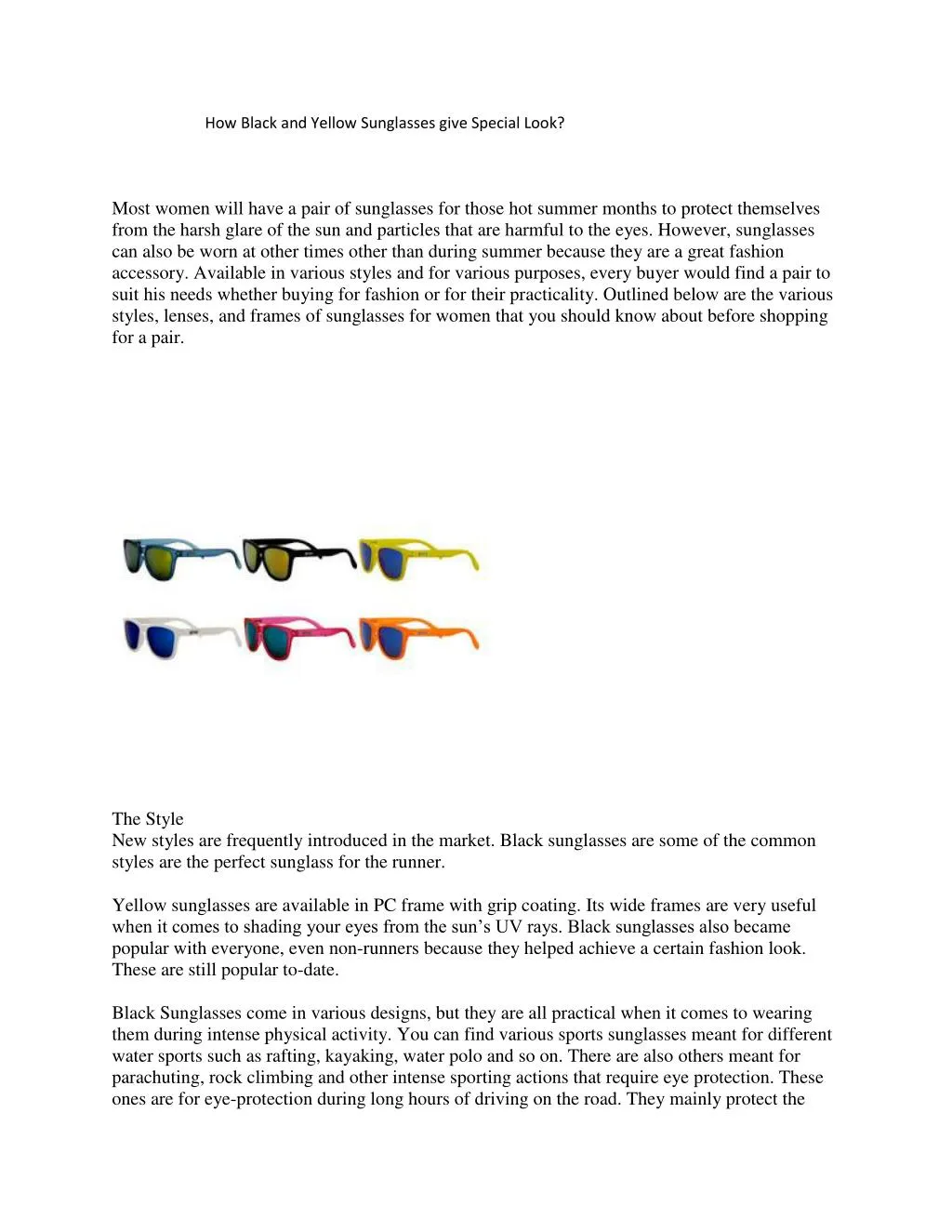 how black and yellow sunglasses give special look