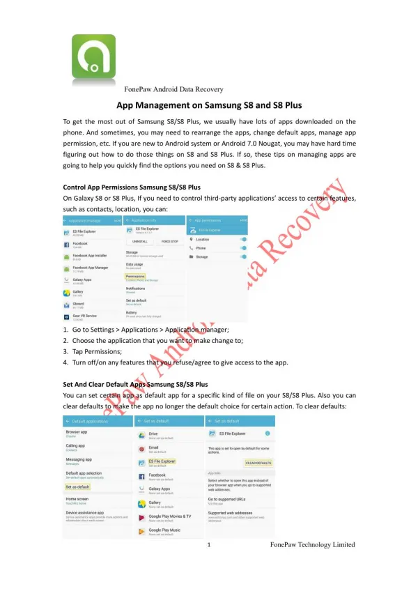 App Management on S8 and S8 Plus