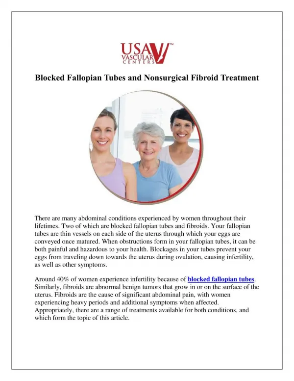 Blocked Fallopian Tubes and Nonsurgical Fibroid Treatment
