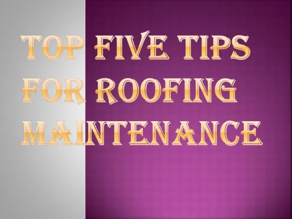 Five Best Tips for Roofing Maintenance