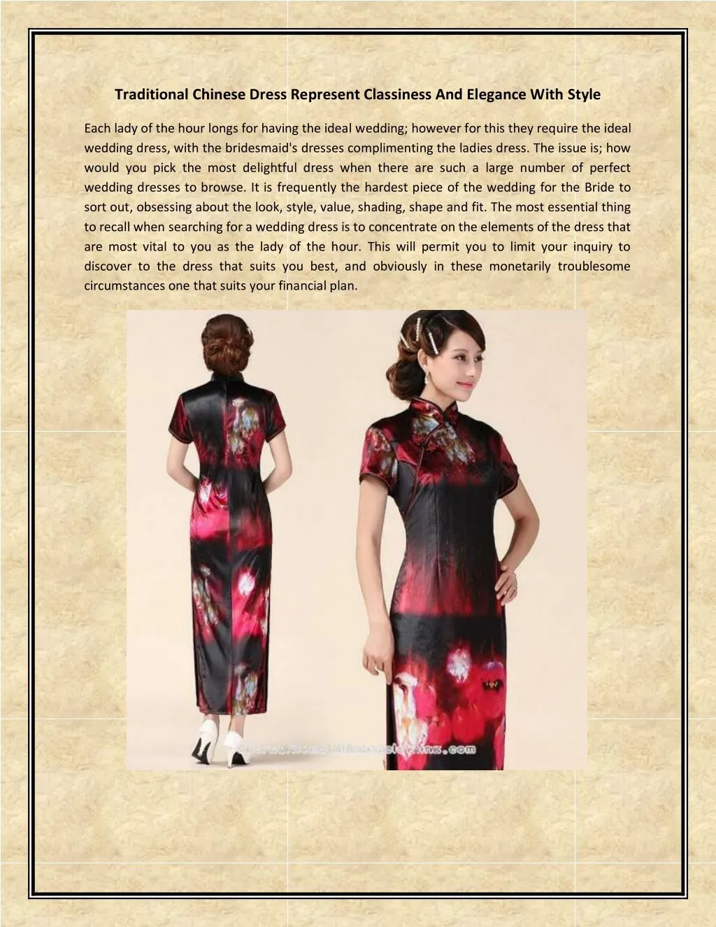 traditional chinese dress represent classiness