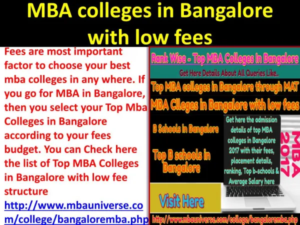 MBA colleges in Bangalore with low fees