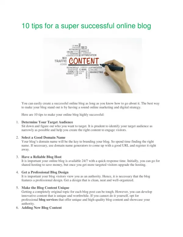 10 tips for a super successful online blog