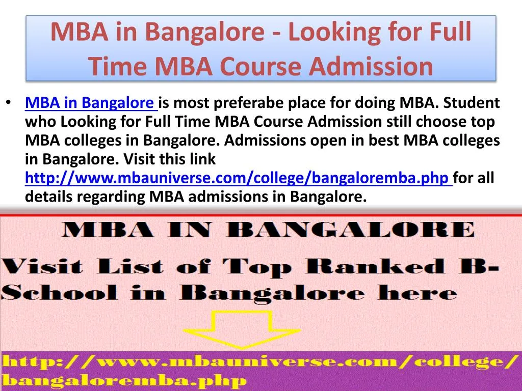 mba in bangalore looking for full time mba course admission