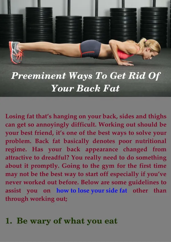 The Quickest Ways to Lose Your Back Fat
