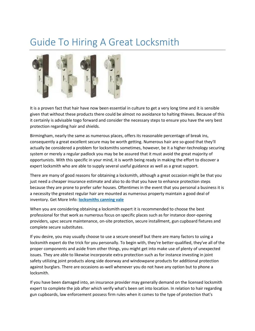 guide to hiring a great locksmith