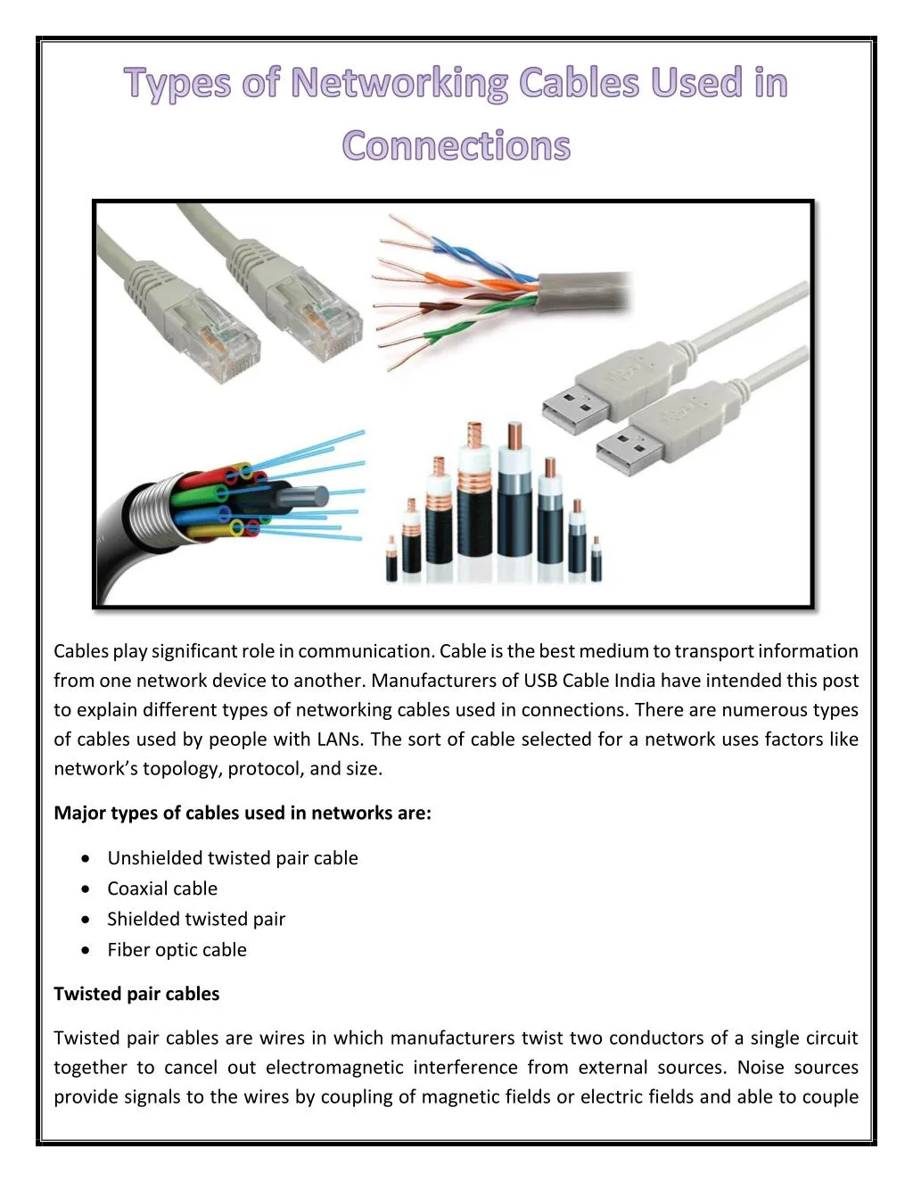 cables play significant role in communication