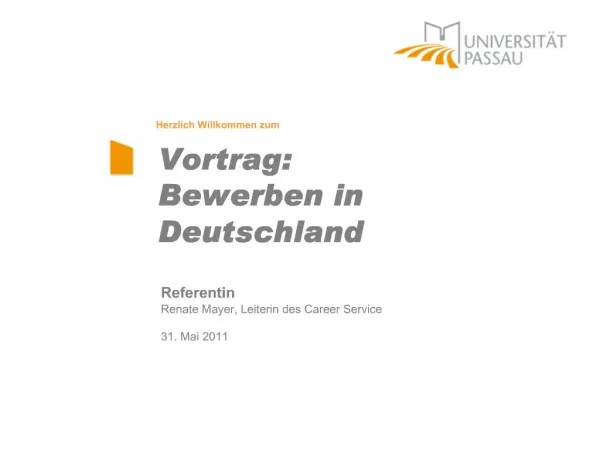 Vortrag: Bewerben in Deutschland