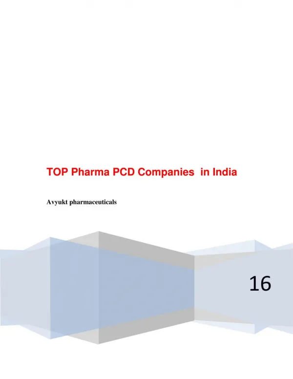 TOP Pharma PCD Companies in India