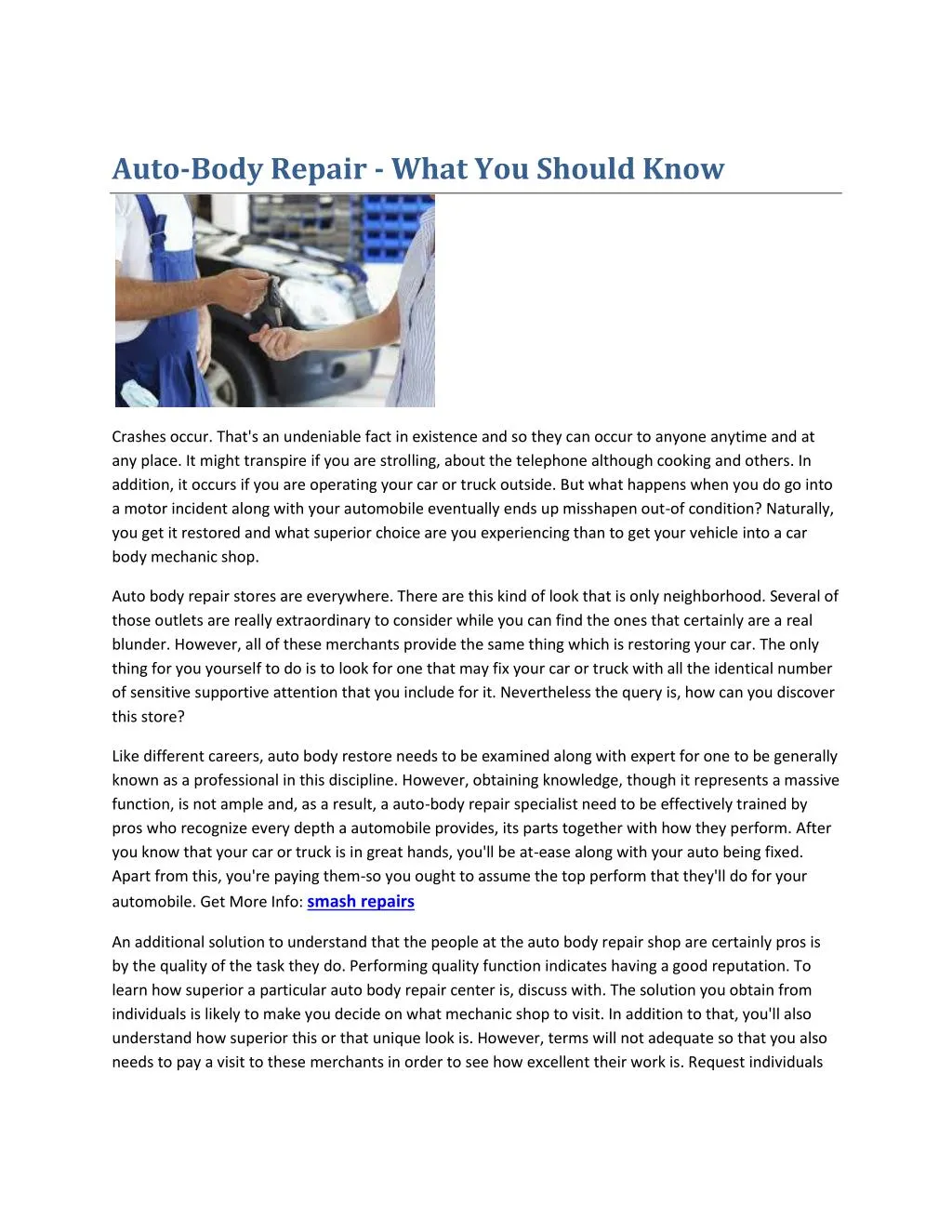 auto body repair what you should know