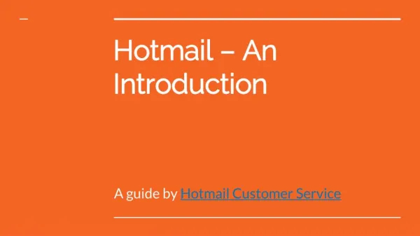 Hotmail- An Introduction and Its Services