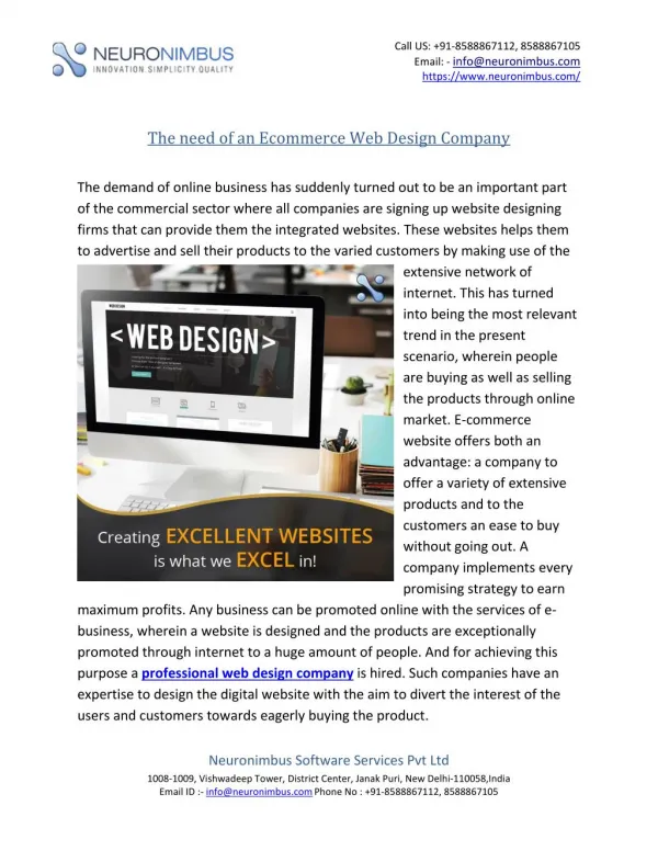 The Need of an Ecommerce Web Design Company
