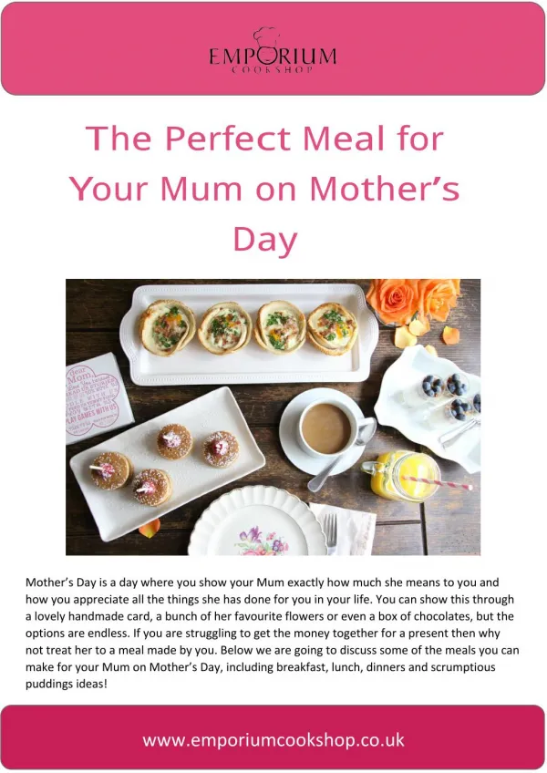 The Perfect Meal for your Mum on Mothers Day