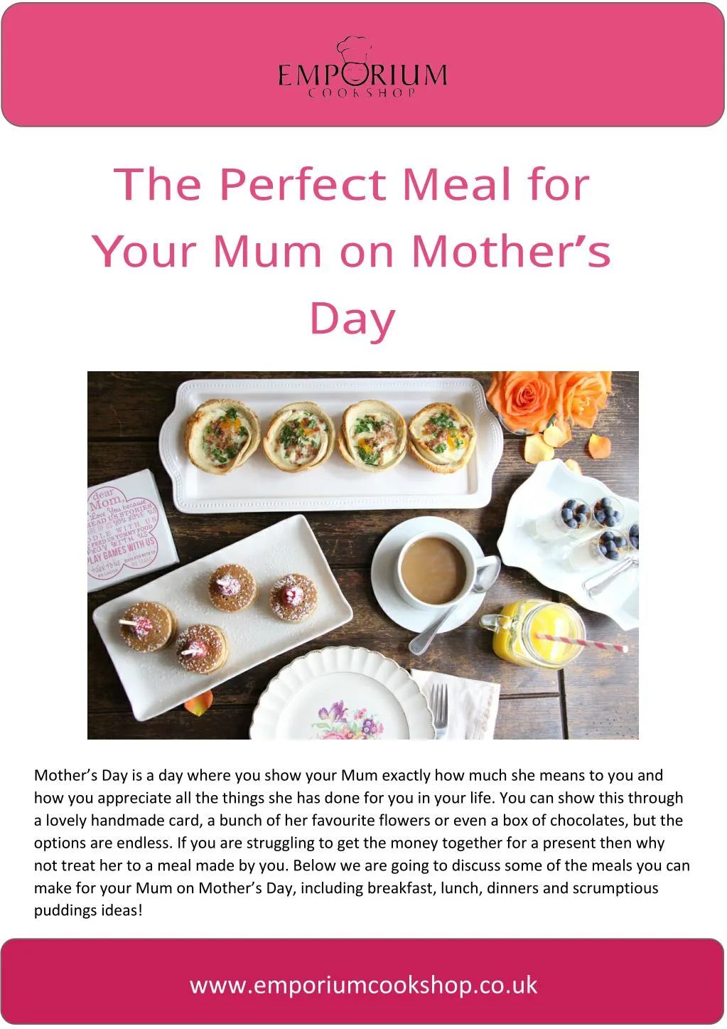 t he perfect meal for your mum on mother s day