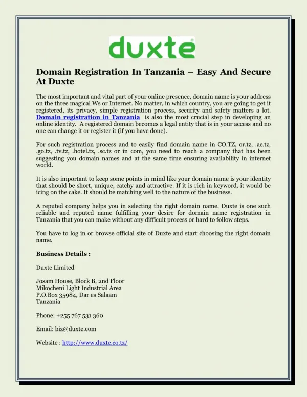 domain registration in tanzania easy and secure